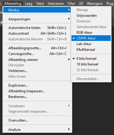 Kleurmodus omzetten naar CMYK